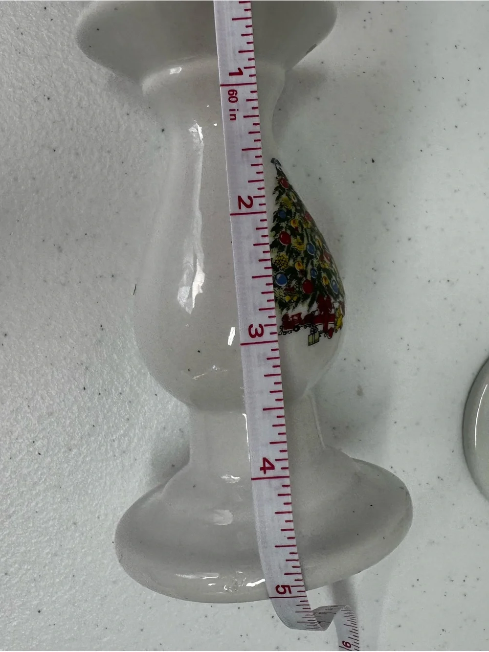 Vintage Christmas Tree Ceramic Candle Holders Set of 2 White Holiday Decor